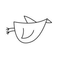 vetor monoline bonito pássaro voador linha arte contorno logotipo ícone sinal símbolo conceito de design. ilustração escandinava