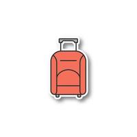 remendo de bagagem. bagagem. bolsa de viagem com rodas e alça. adesivo de cor. ilustração vetorial isolada