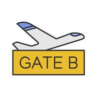 ícone de cor do portão do aeroporto. área de espera de voos. ilustração vetorial isolada vetor