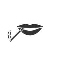 cigarro no ícone de glifo de boca. fumar conceito positivo. símbolo de silhueta. espaço negativo. ilustração vetorial isolada vetor