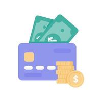 cartão de crédito para saque e pagamento em dinheiro vetor