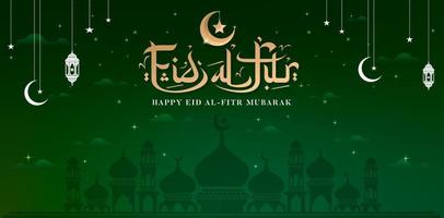 happy eid al fitr tipografia design estilo árabe, aplicável para página de destino, campanha de anúncios, publicidade, propaganda, movimento de vídeo, mídia de animação, postagens de mídia social, feeds de instragram, twibbon vetor