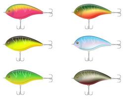 wobbler de plástico colorido com um gancho triplo para pegar ilustração vetorial de peixe isolada no fundo branco