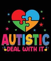 design de t-shirt de tipografia de autismo. vetor