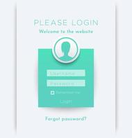 conceito de janela de login com ícone de mulher, design de página de login em água-marinha, ilustração vetorial vetor