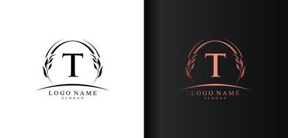 design de logotipo de letra abstrata t, logotipo de letra de estilo de luxo, design de vetor de ícone de texto t