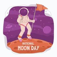 dia nacional da lua com astronauta na lua vetor