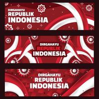 conjunto de banner dirgahayu republik indonésia vetor