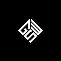 design de logotipo de carta gsw em fundo preto. conceito de logotipo de carta de iniciais criativas gsw. design de letra gsw. vetor