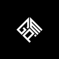 design de logotipo de carta gpm em fundo preto. conceito de logotipo de carta de iniciais criativas gpm. design de letra gpm. vetor