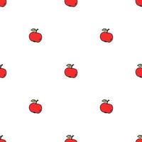 padrão de maçãs. padrão de doodle sem costura com maçãs vermelhas. ilustração vetorial com maçãs vermelhas no fundo branco vetor