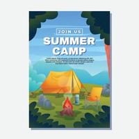 modelo de pôster acampamento de verão vetor