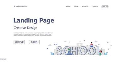 conceito de design de conceito site de página de destino da escola on-line - vetor