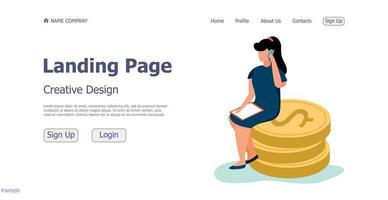 conceito de design página de destino do site de crescimento financeiro do conceito de negócios - vetor