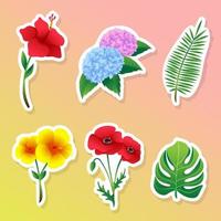 coleção de adesivos florais de verão vetor