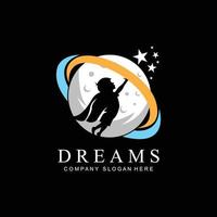 logotipo do ícone vetorial alcançar sonhos, educação, conceito de estrela, crianças