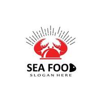 vetor de logotipo de animal marinho de caranguejo vermelho, ingredientes de fabricação de frutos do mar, design de ilustração adequado para adesivos, serigrafia, banners, empresas de restaurantes