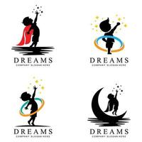 logotipo do ícone vetorial alcançar sonhos, educação, conceito de estrela, crianças vetor
