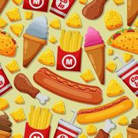 fundo de padrão sem emenda de junk food vetor