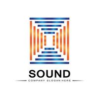 vetor de ícone de logotipo de onda sonora de música, alto-falante e fone de ouvido