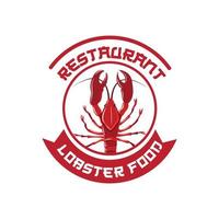 lagosta de animais marinhos com logotipo retrô vetorial, frutos do mar, design de ilustração adequado para adesivo, serigrafia, banner, empresa de restaurante