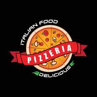 design de vetor de logotipo de comida de pizza originário da Itália, feito de trigo e legumes, adequado para adesivos, flayers, fundos, serigrafia, empresas de alimentos