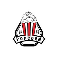 vetor de ícone de logotipo de pipoca, explodir, lanches de cinema, ilustração de conceito