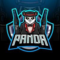 design de mascote do logotipo do panda mafia esport vetor