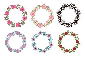 divisor de borda floral de folha de ícone de moldura de linha colorida isolada com flor rosa ou vermelha circular, retângulo ou hexágono para salvar a data convite de nome de etiqueta de casamento
