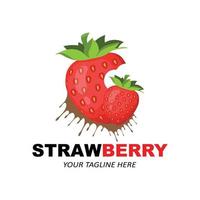 vetor de um logotipo de frutas morango frutas frescas cor vermelha, disponível no mercado pode ser para suco de frutas ou para gostos de saúde do corpo azedo, design de impressão de tela, adesivo, banner, empresa de frutas