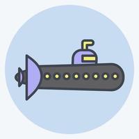 submarino de ícone. apropriado para o símbolo de educação. estilo mate de cor. design simples editável. vetor de modelo de design. ilustração simples