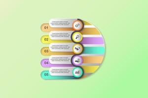 modelo de design infográfico vetorial com ícones de linha fina e 5 opções, processo ou etapas. usado para diagrama de processo, apresentações, layout de fluxo de trabalho, fluxograma, infográfico. ilustração vetorial eps10 vetor