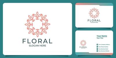conjunto de logotipos e cartões de visita de modelo floral feminino e moderno desenhados à mão vetor
