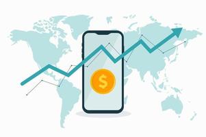 contas em dinheiro. gráfico de crescimento do dólar. vetor