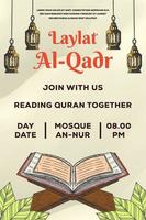 modelo de cartaz de banner vertical laylat al-qadr vetor