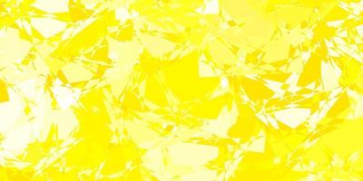 textura de vetor amarelo claro com triângulos aleatórios.