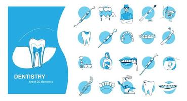 conjunto de composições planas de odontologia vetor