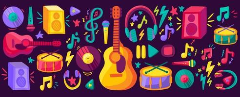 conjunto de clipart planos de instrumentos musicais vetor