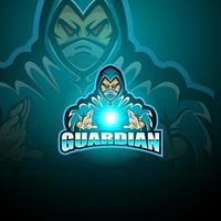 design de logotipo de mascote esport guardião vetor