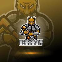 urso logotipo da mascote esport do exército vetor