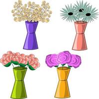 pequeno conjunto com diferentes vasos e flores vetor