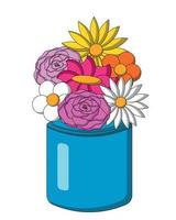 flores em vaso. desenhar ilustração em cores vetor