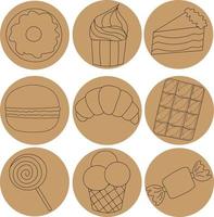 ícones sobre o tema de doces saborosos vetor