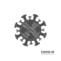 ilustração de coronavírus covid-19 isolada no fundo branco. estilo de design de esboço. modelo de design de logotipo. vetor