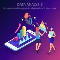 análise de dados. relatórios financeiros digitais, seo, marketing. gestão de negócios, desenvolvimento. desenho vetorial vetor