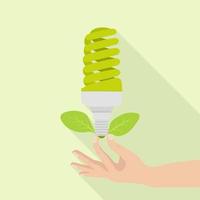lâmpada de ecologia na mão humana. energia verde. desenho vetorial