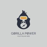 design de modelo de logotipo de cabeça de energia gorila para marca ou empresa e outros vetor