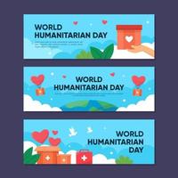 conjunto de coleta de banner do dia humanitário mundial vetor