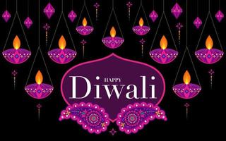 feliz diwali, deepavali ou dipavali o festival vetor