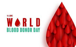 dia mundial do doador de sangue, 14 de junho com bolsa de sangue transferindo o corte de papel do conceito de sangue. vetor
